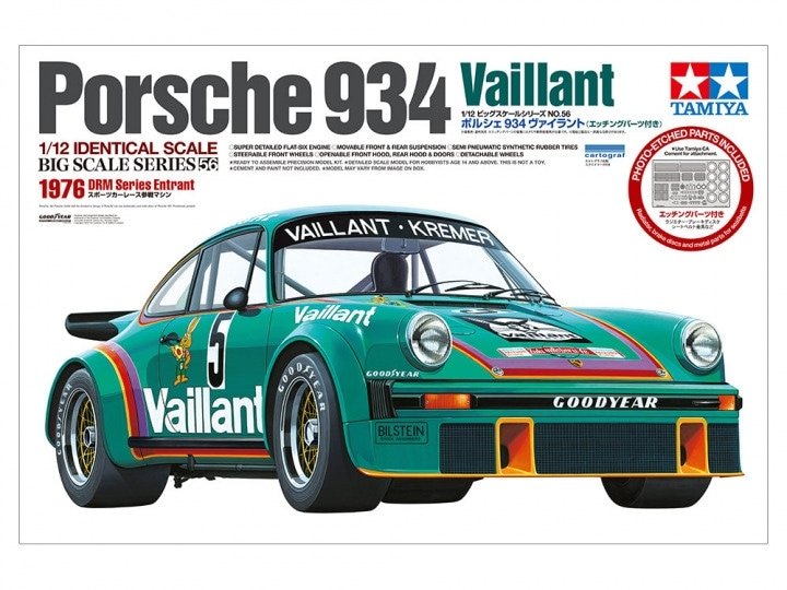 Tamiya 12056 Porsche 934 Vaillant 1976, participant à la série DRM, échelle 1/12