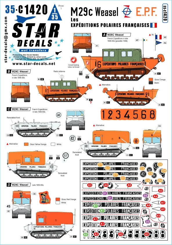 Star Decals 35-C1420 M29C Weasel - EPF Les Expéditions Polaires Françaises. French Polar Expeditions in the 1940-60s 1/35