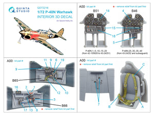 Intérieur imprimé en 3D et coloré sur papier décalcomanie Quinta Studio QD72216 P-40N Warhawk (Special Hobby) 1/72  – Bild 11
