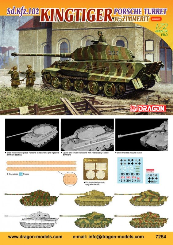 Dragon 7254 KingTiger Tourelle Porsche avec Zimmerit (1/72) – image 2