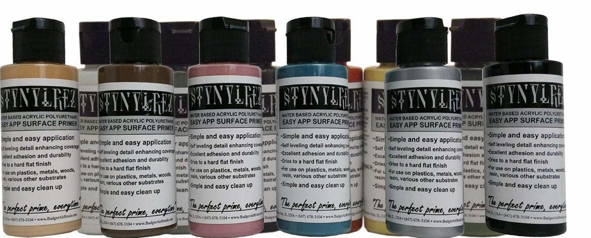 Kit d'apprêt acrylique polyuréthane à base d'eau Badger SNR-224 Stynylrez 12 tons
