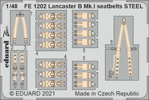 Ceintures de sécurité Eduard FE1202 Lancaster B Mk.I en acier HK Models 1/48