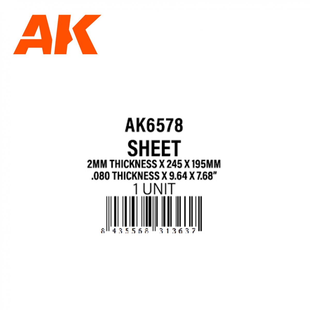 AK Interactive AK6579 BRIQUE DE PAVAGE CARRÉE GRANDE FEUILLE DE 5 MM / 0,196 245 X 195MM / 9,64 X 7,68 PO FEUILLE DE STYRÈNE TEXTURÉE – 1 UNITÉ – imagen 3