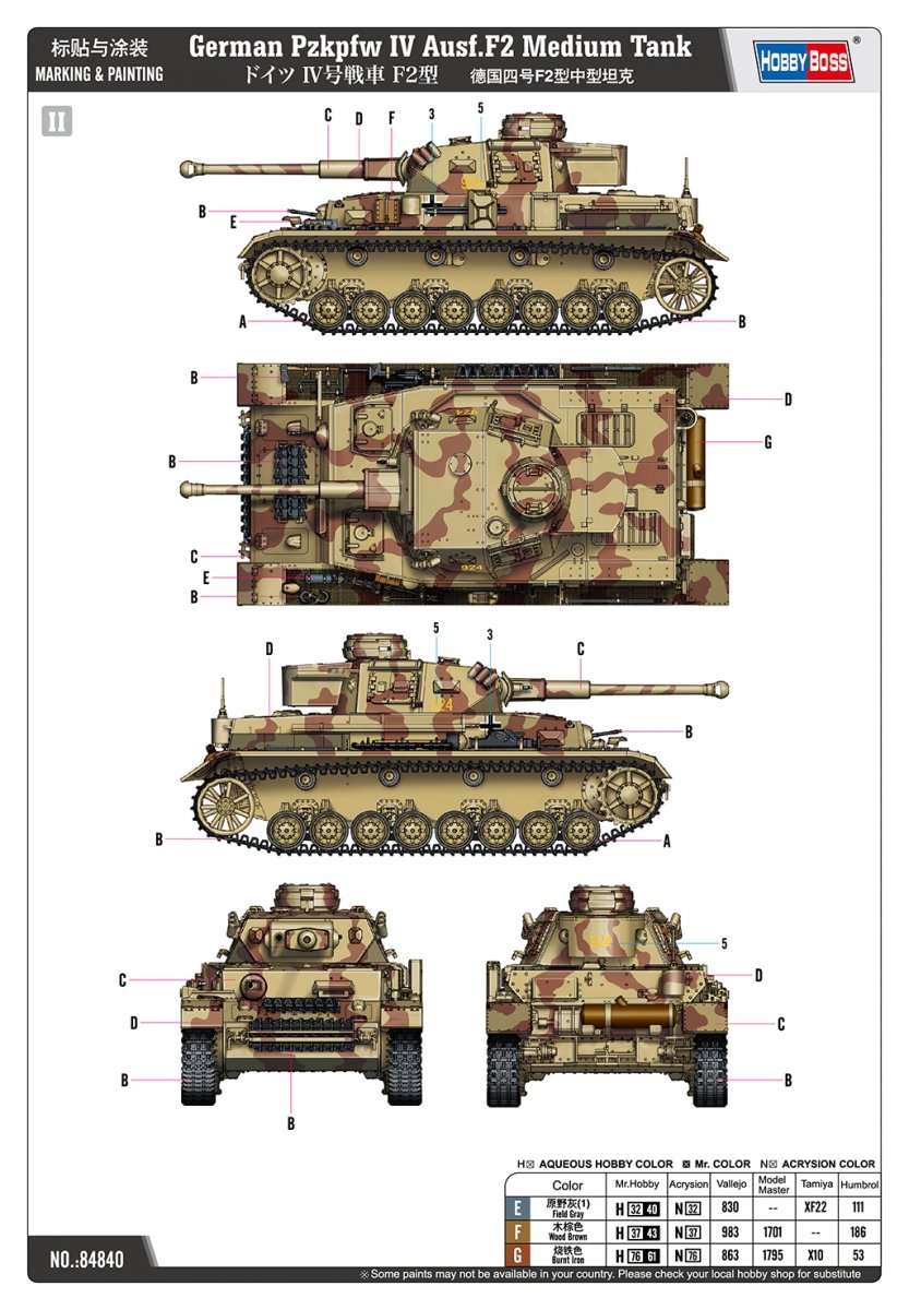 Hobby Boss 84840 Char moyen allemand Pzkpfw IV Ausf.F2 1/48 – immagine 5
