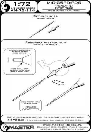 Master AM-72-114 MiG-25PD/PDS (Foxbat E) - Tube Pitot 1/72  – image 4