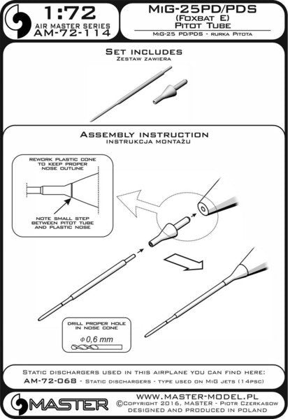 Master AM-72-114 MiG-25PD/PDS (Foxbat E) - Tube Pitot 1/72  – image 4