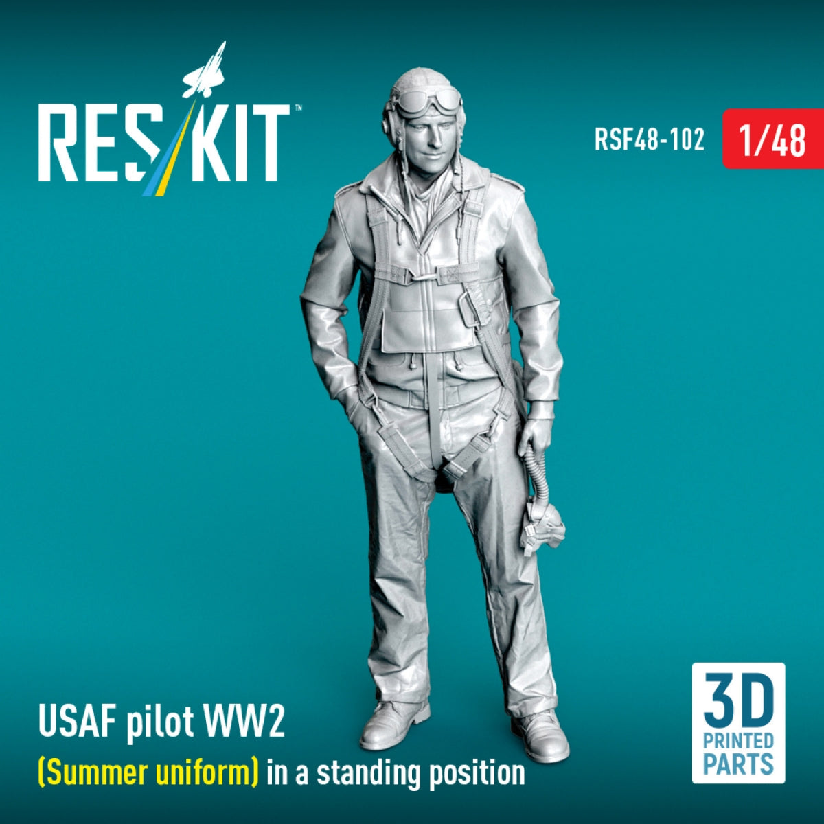 RESKIT RSF48-0102 USAF pilot WW2 (Summer uniform) in a standing position (3D Printed) 1/48