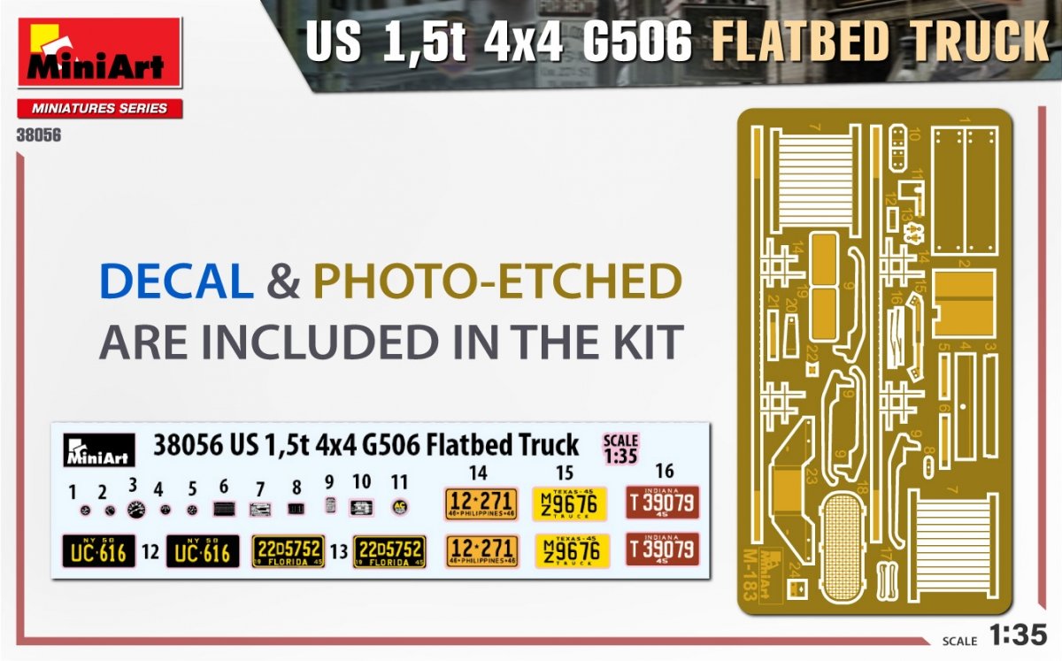 MiniArt 38056 Camion plateau 4x4 G506 US 1,5 t à l&amp;#39;échelle 1/35 – immagine 2