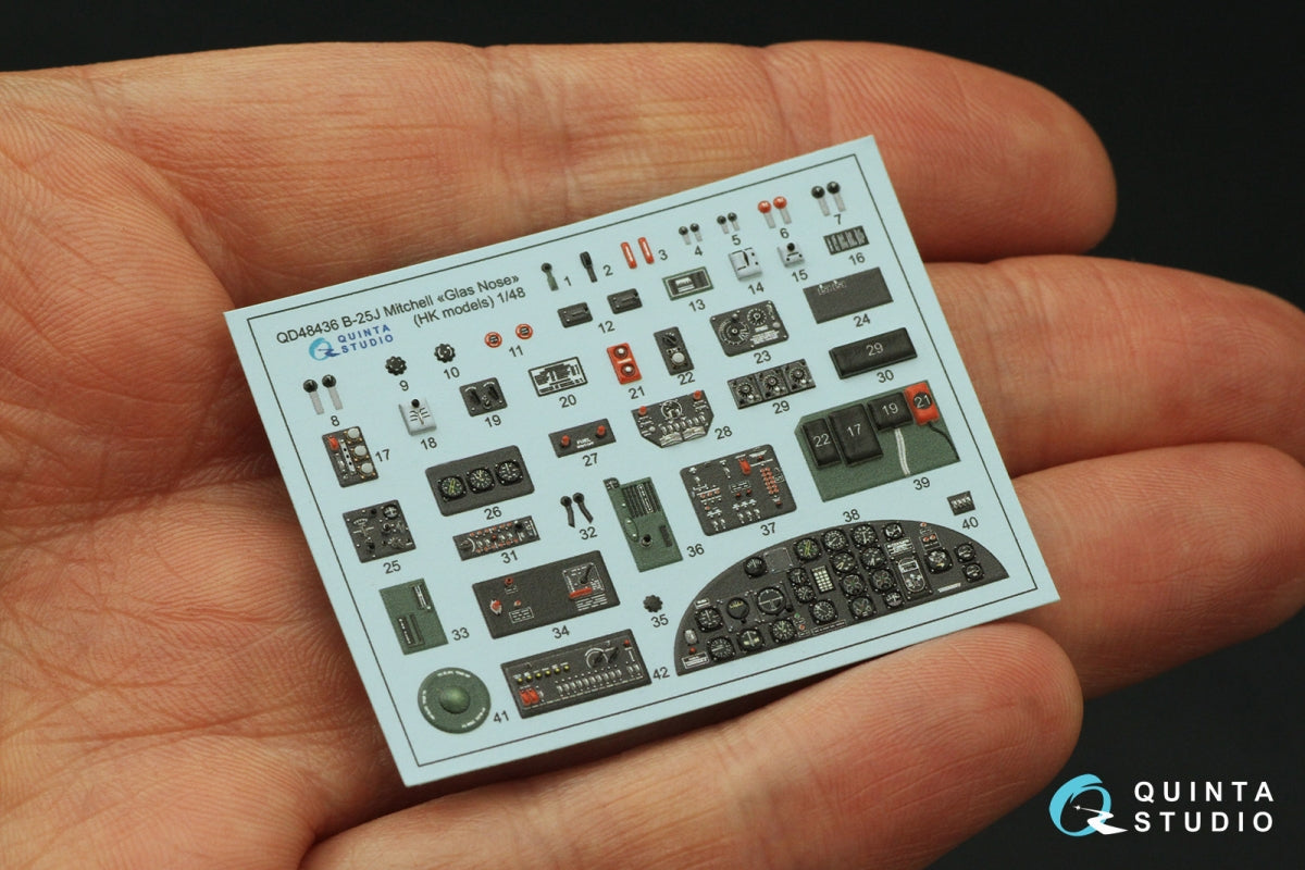 Quinta Studio QD48436 B-25J Mitchell Nez en verre Intérieur coloré imprimé en 3D sur papier décalcomanie (HK models) 1/48 – image 3