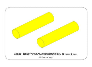 Poids Aber MW-12 pour maquettes en plastique, 65 x 12 mm, lot de 2
