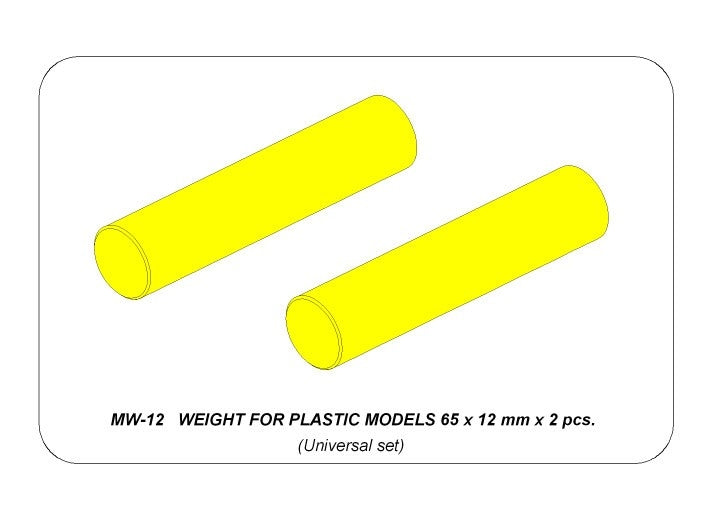 Poids Aber MW-12 pour maquettes en plastique, 65 x 12 mm, lot de 2