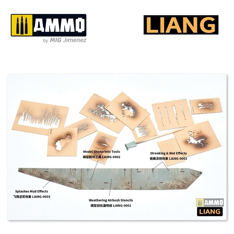 Pochoirs pour aérographe Liang 0002 : effets de coulures et de mouillé – image 3