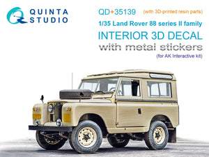 Intérieur imprimé en 3D et coloré sur papier décalcomanie (AK Interactive) pour Land Rover série 88 II (Quinta Studio QD+35139) (avec pièces en résine imprimées en 3D) à l&amp;#39;échelle 1/35