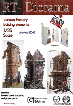 RT-Diorama 35306 Éléments divers de bâtiments d&amp;#39;usine 1/35