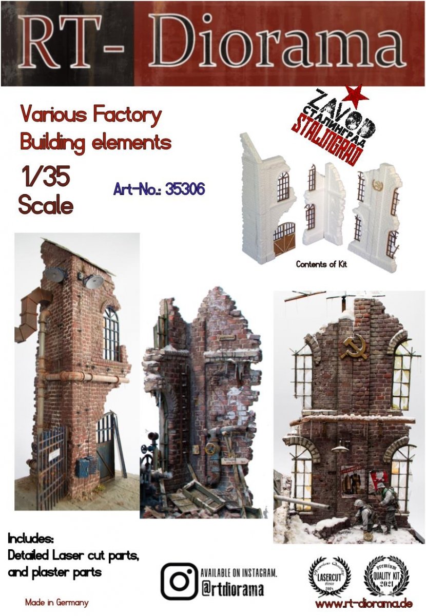 RT-Diorama 35306 Éléments divers de bâtiments d&amp;#39;usine 1/35
