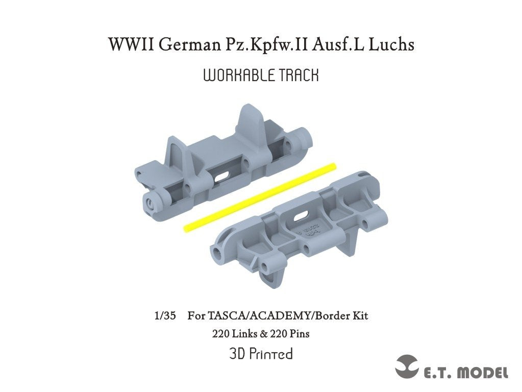 ET Modèle P35-063 Pz.Kpfw.II allemand de la Seconde Guerre mondiale Ausf.L Luchs Workable Track (imprimé en 3D) 1/35