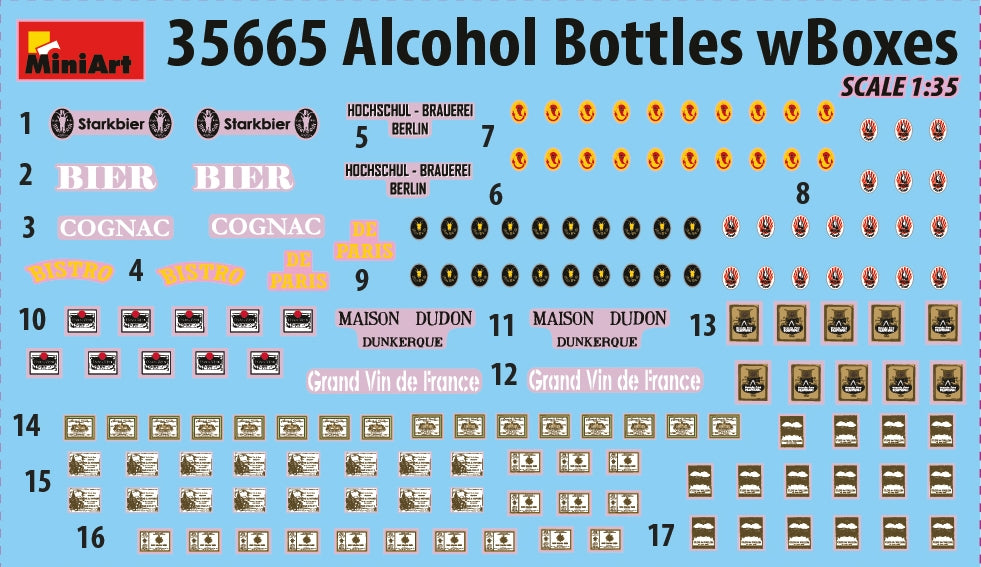 MiniArt 35665 BOUTEILLES D'ALCOOL AVEC BOÎTES 1/35