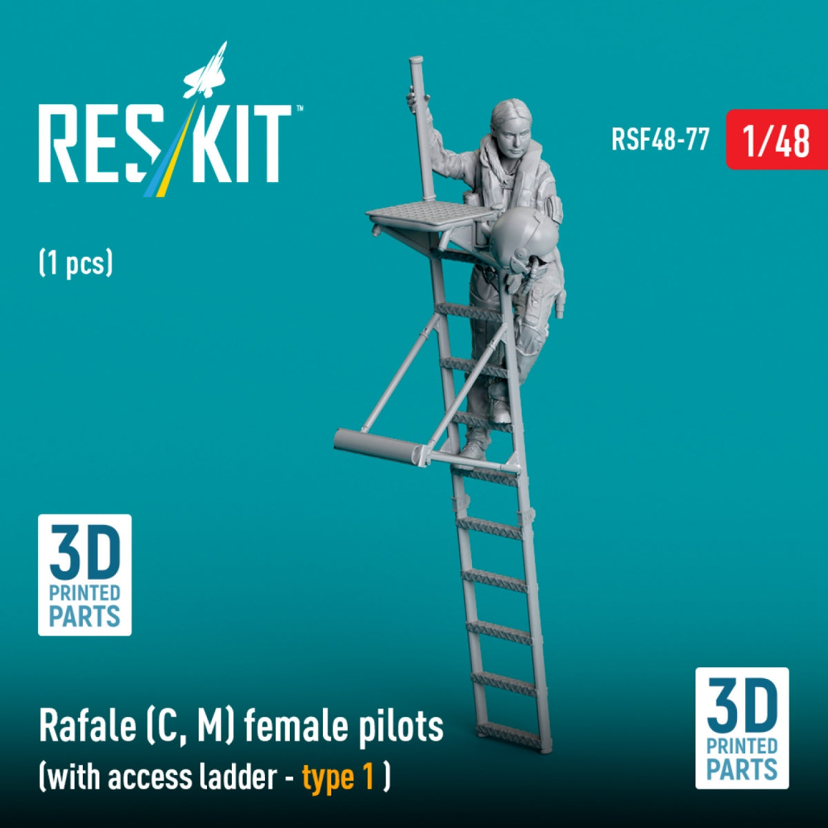 RESKIT RSF48-0077 Rafale (C, M) pilote féminine (avec échelle d&amp;#39;accès - type 1) (1 pièce) (Impression 3D) 1/48