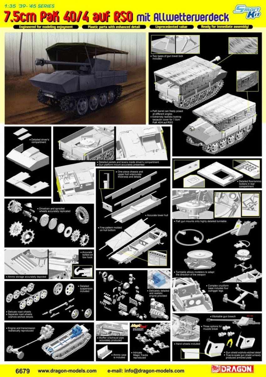 Dragon 6679 7,5 cm PaK 40/4 auf RSO avec Allwetterverdeck (1/35) – immagine 2