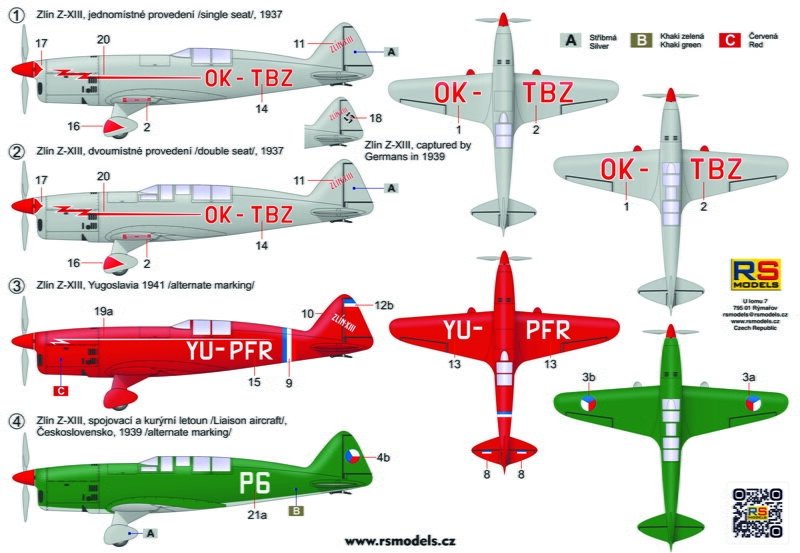 RS Models 92283 Zlin Z-XIII - Double Kit (2 Kits In Box) 1/72 – zdjęcie 2