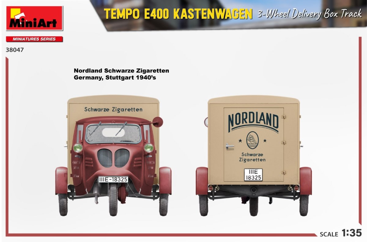 MiniArt 38047 TEMPO E400 KASTENWAGEN CAMION DE LIVRAISON À 3 ROUES SUR VOIE 1/35  – image 12