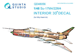 Intérieur coloré imprimé en 3D sur papier décalcomanie Quinta Studio QD48056 Su-17M4/22M4 (pour kit KittyHawk) 1/48