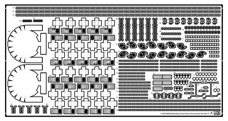 MK1 Design MD-20024 DKM Cuirassé SCHARNHORST DX PACK pour Trumpeter 1/200 – Bild 47