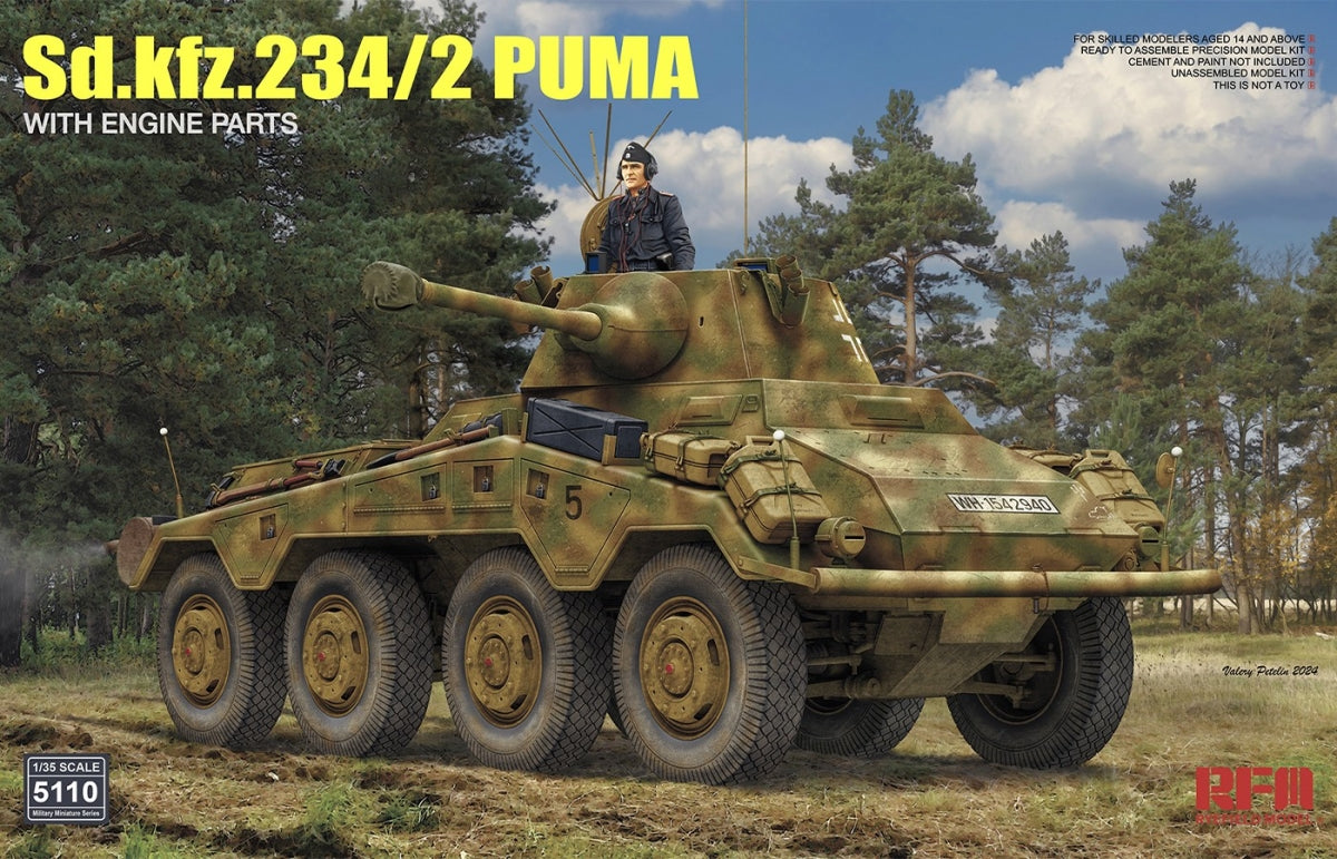 Maquette Rye Field 5110 Sd.Kfz.234/2 Puma avec pièces de moteur 1/35