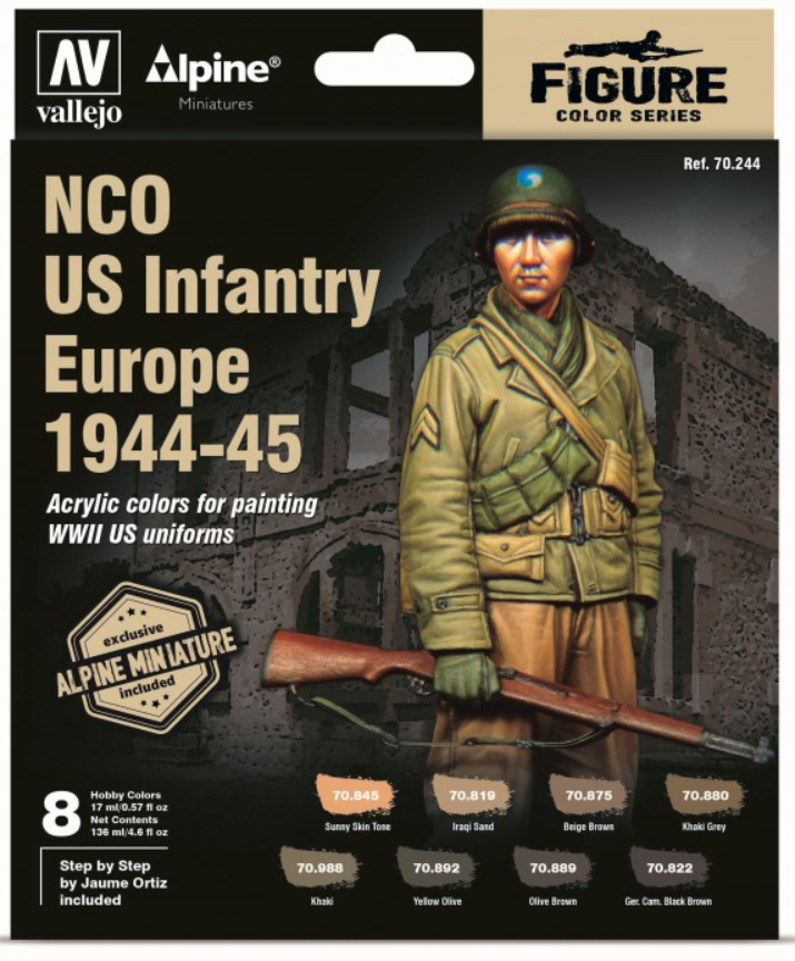 Vallejo 70244 Model Color 8x17ml - Sous-officier d&amp;#39;infanterie américaine en Europe 1944-45