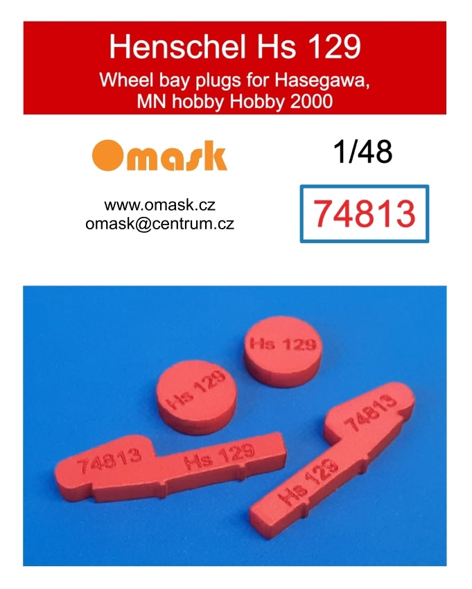Omask 74813 Bouchons de passage de roue Henschel Hs 129 (pour Hasegawa, MN Hobby, Hobby 2000) 1/48 