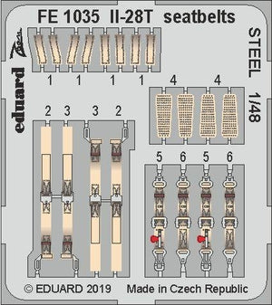 Ceintures de sécurité Eduard FE1035 Il-28T, acier, échelle 1/48, maquettes Bobcat