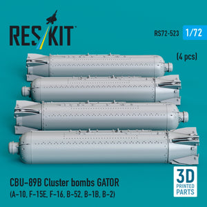 RESKIT RS72-0523 Bombes à fragmentation CBU-89B GATOR (4 pièces) (Impression 3D) 1/72 – image 2