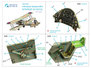 Intérieur imprimé en 3D et coloré sur papier décalcomanie Quinta Studio QD48402 Gloster Gladiator MKII (I Love Kit) 1/48 – Bild 2