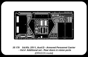 Aber 35170 Sd.Kfz.251/1 Ausf.D partie 4 portes arrière et fenêtres d&amp;#39;observation (DRA) (1/35)  – imagen 2