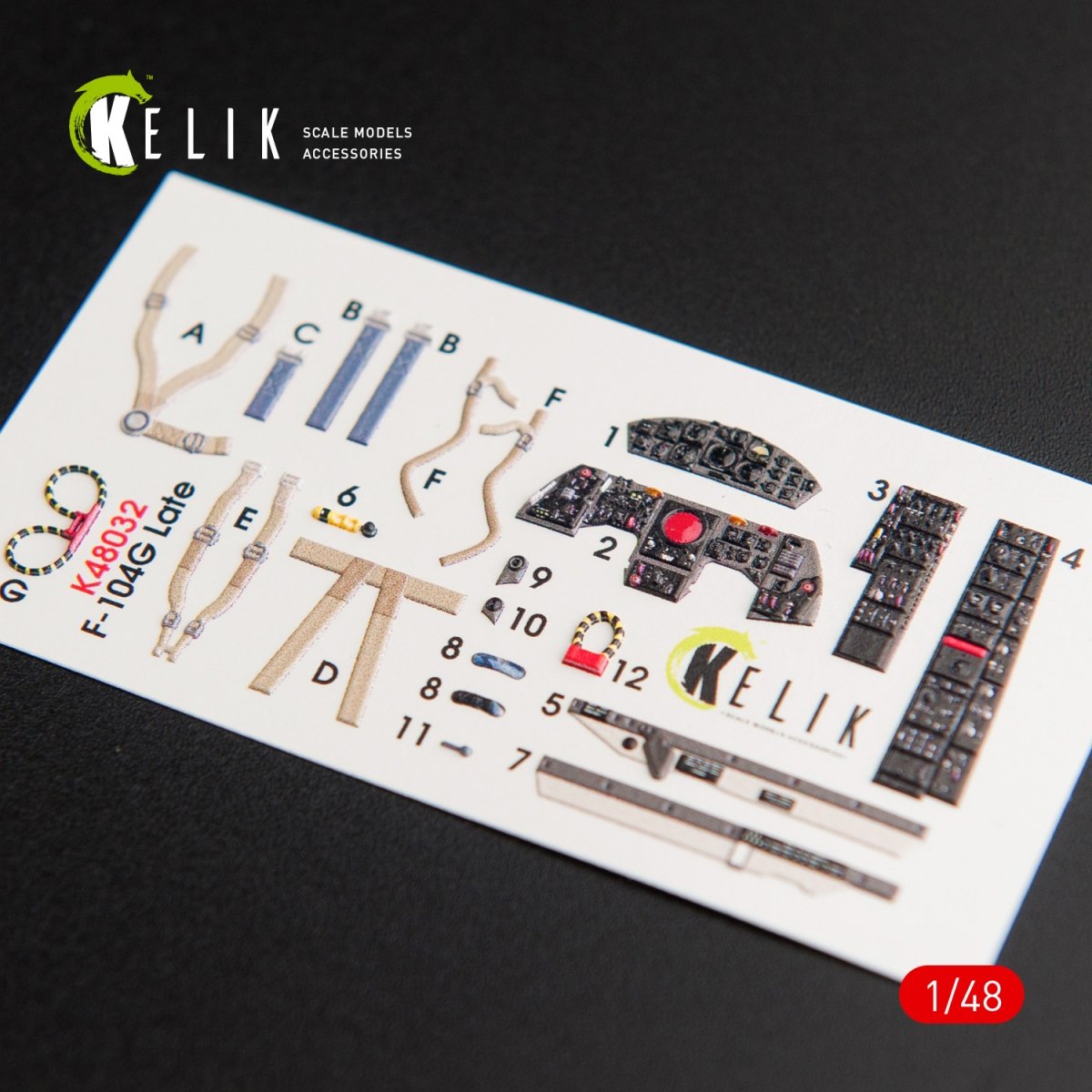 KELIK K48032 F-104G "STARFIGHTER" LATE TYPE INTERIOR 3D DECALS FOR HASEGAWA KIT 1/48
