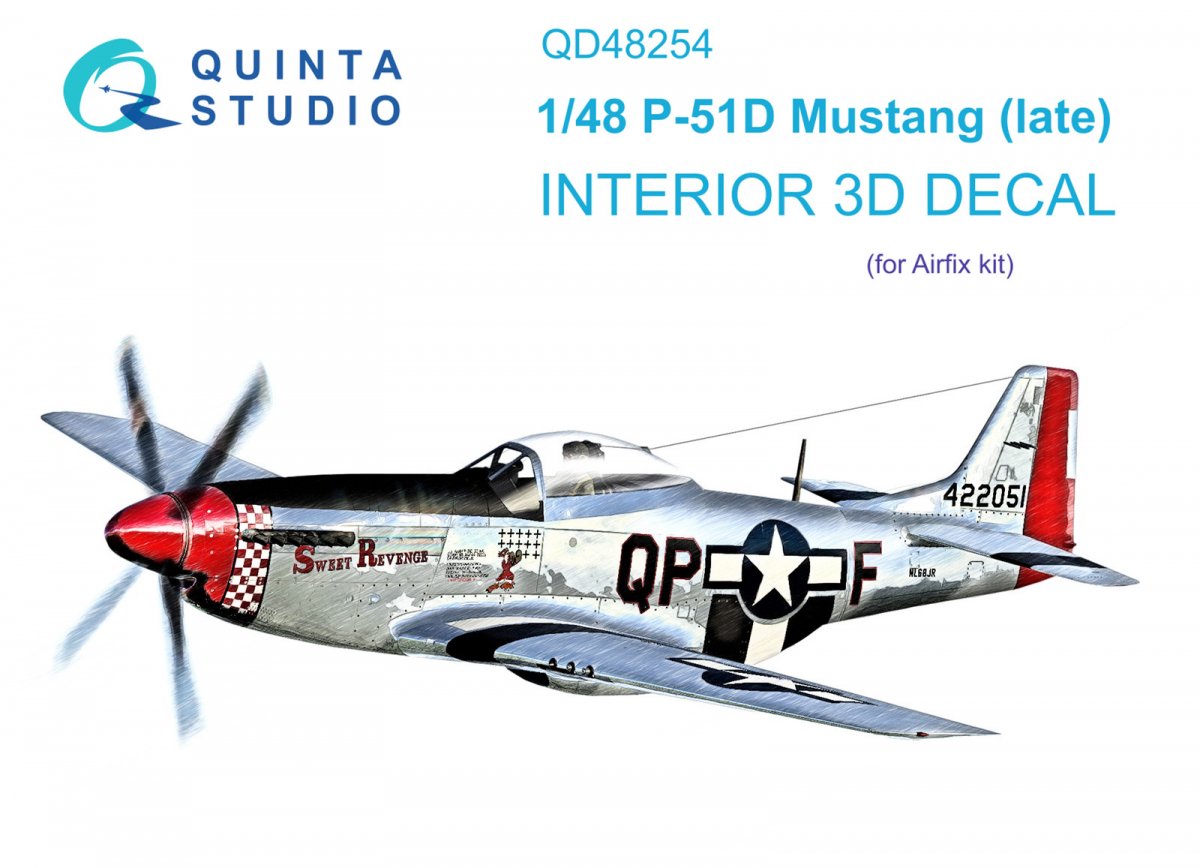 Intérieur imprimé en 3D et coloré sur papier décalcomanie Quinta Studio QD48254 P-51D Late (Airfix) 1/48
