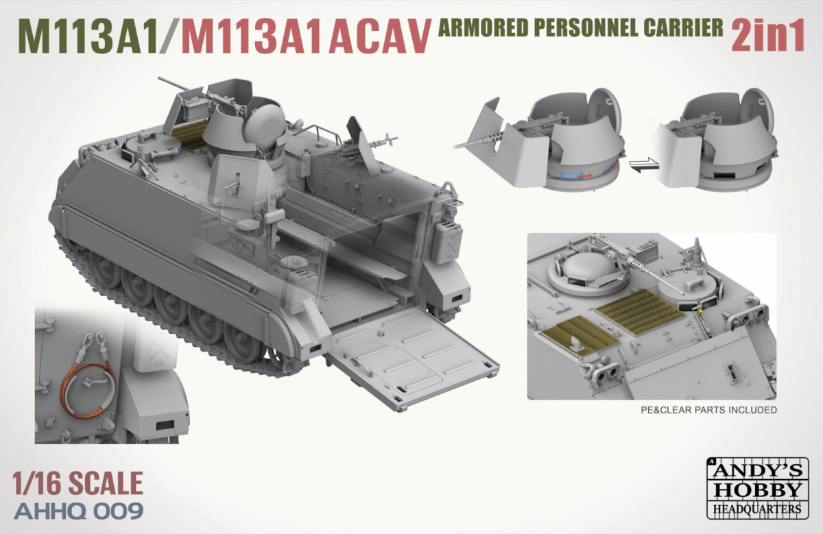 Andy&amp;#39;s Hobby Headquarters AHHQ-009 Kit M113A1 / M113A1 ACAV 2 en 1 1/16 – immagine 6