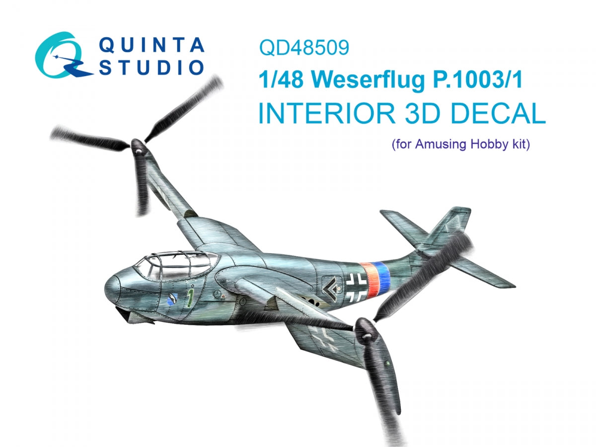 Quinta Studio QD48509 Weserflug P1003.1 Intérieur coloré imprimé en 3D sur papier décalcomanie (loisir amusant) 1/48