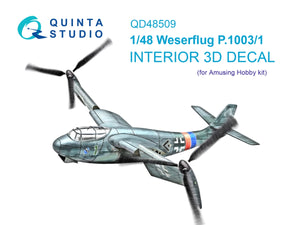 Quinta Studio QD48509 Weserflug P1003.1 Intérieur coloré imprimé en 3D sur papier décalcomanie (loisir amusant) 1/48