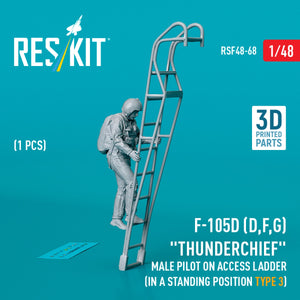 RESKIT RSF48-0068 F-105 (D,F,G) &amp;quot;Thunderchief&amp;quot; male pilot on access ladder (in a standing position - type 3) (1 pcs) (3D Printed) 1/48 – zdjęcie 2