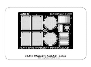 Aber 72A16 Siatki do niemieckiego czołgu Panther, Ausf.A/D / PzKpfw. V, Ausf.A/D, Panther - Grilles 1/72 – zdjęcie 3