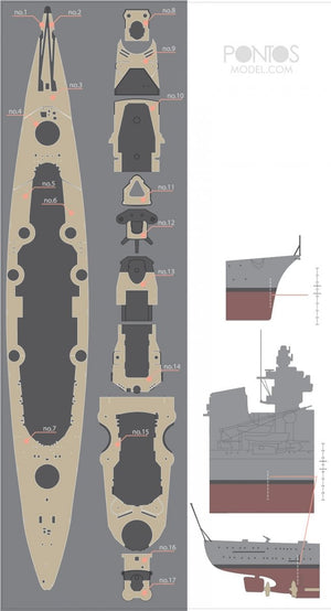 Pontos 35003WD1 DKM Bismarck Ensemble de pont en bois (1/350) – image 3