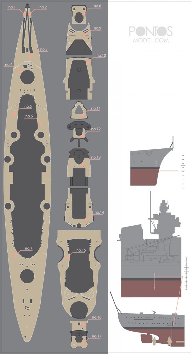 Pontos 35003WD1 DKM Bismarck Ensemble de pont en bois (1/350) – image 3