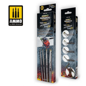 AMMO of Mig Jimenez 7622 AMMO WARGAMING UNIVERSE - Miniature Premium DIO DryBRUSH Brush Set