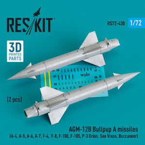 RESKIT RS72-0430 MISSILES AGM-12B BULLPUP A (2 PIÈCES) (IMPRIMÉS EN 3D) 1/72