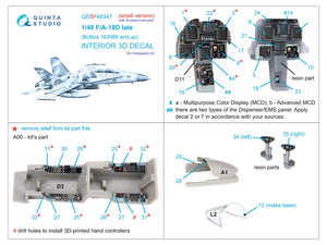 Quinta Studio QDS+48347 FA-18D tardif Intérieur coloré imprimé en 3D sur papier décalcomanie (Hasegawa) (avec pièces en résine imprimées en 3D) (Petite version) 1/48 – immagine 2