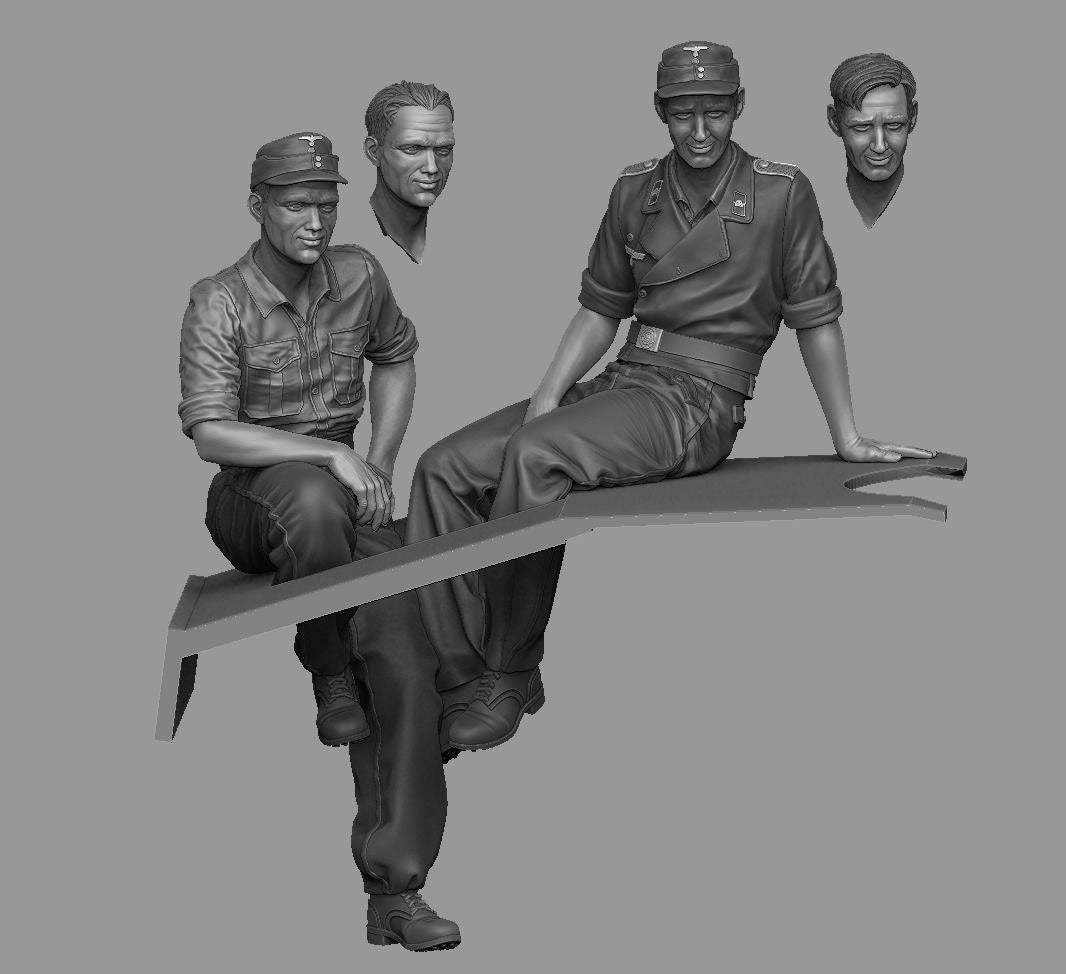 Ensemble Panzer Art FI35-124 StuG équipage au repos, échelle 1/35