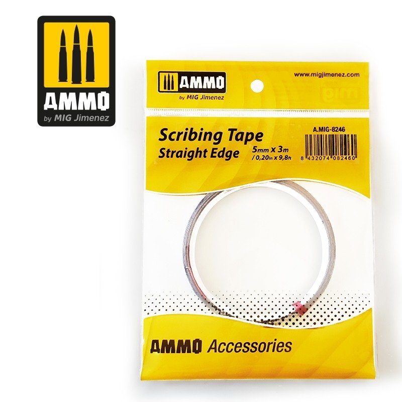 Ruban de traçage AMMO of Mig Jimenez 8246 - Bord droit (5 mm x 3 m)