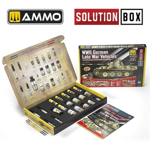 AMMO de Mig Jimenez 7729 SOLUTION BOX 23 – Véhicules allemands de fin de guerre de la Seconde Guerre mondiale. Système de couleurs et de vieillissement – immagine 2