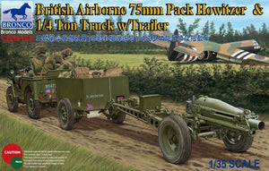 Bronco CB35163 Obusier aéroporté britannique de 75 mm, camion 1/4 tonne avec remorque (1/35)